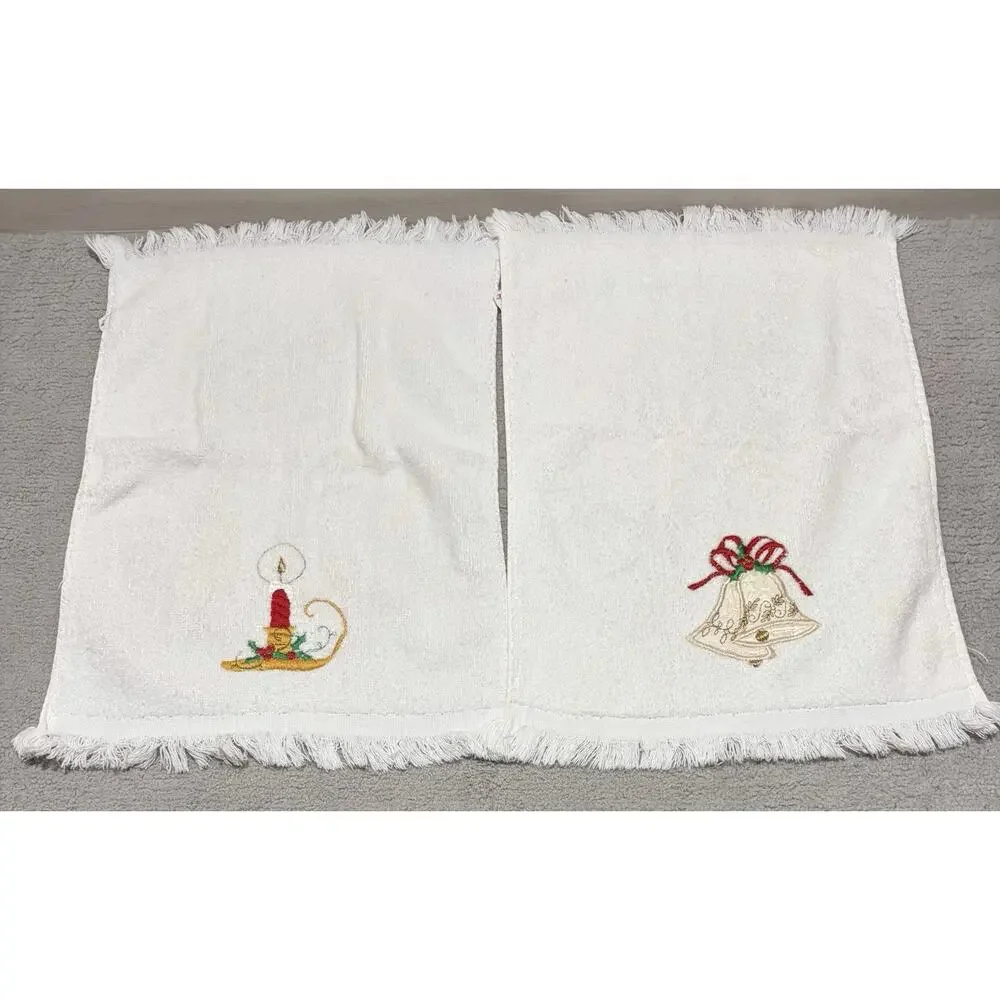 Cannon Christmas Towel Lot of 9 Hand Washcloth Oven Hang Vintage Cotton